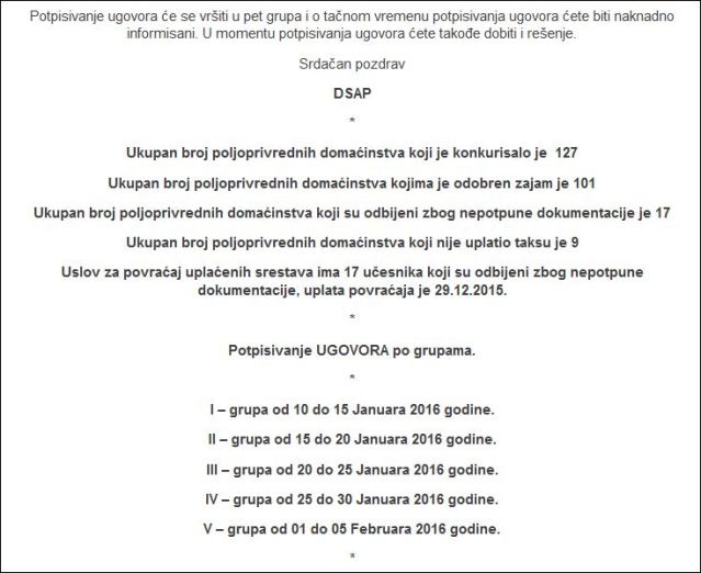 obavestenje sa sajta dasp