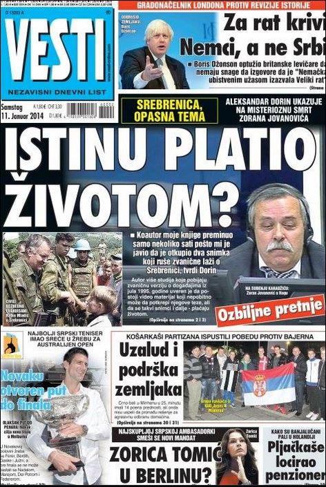 Пре пар година је Зоран Јовановић, коаутор Доринове књиге 'Сребреница - како се заиста збило', у Србији умро под "чудним околностима".