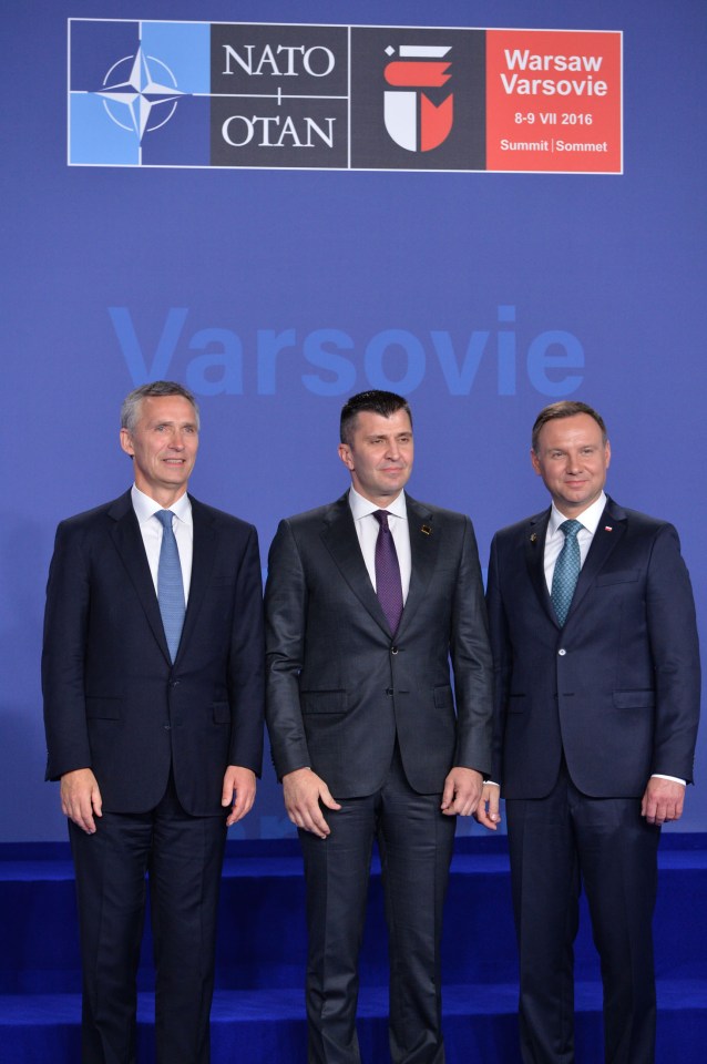 NATO Secretary General Jens Stoltenberg, Minister of Defence of Serbia Zoran Dordevic and the President of Poland, Andrzej Duda