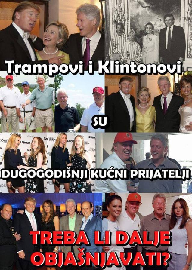 Колаж фотографија о дугогодишњем пријатељству две породице - Клинтон и Трамп