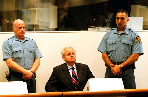MILOSEVIC.NLD 03-07-01Slobodan Milosevic (Serb) former President of the Republic of Serbia, during his appearance at the ICTY International Criminal Tribunal of the Yugoslavia at The Hague, Netherlands. ©ROBERT GODDYN